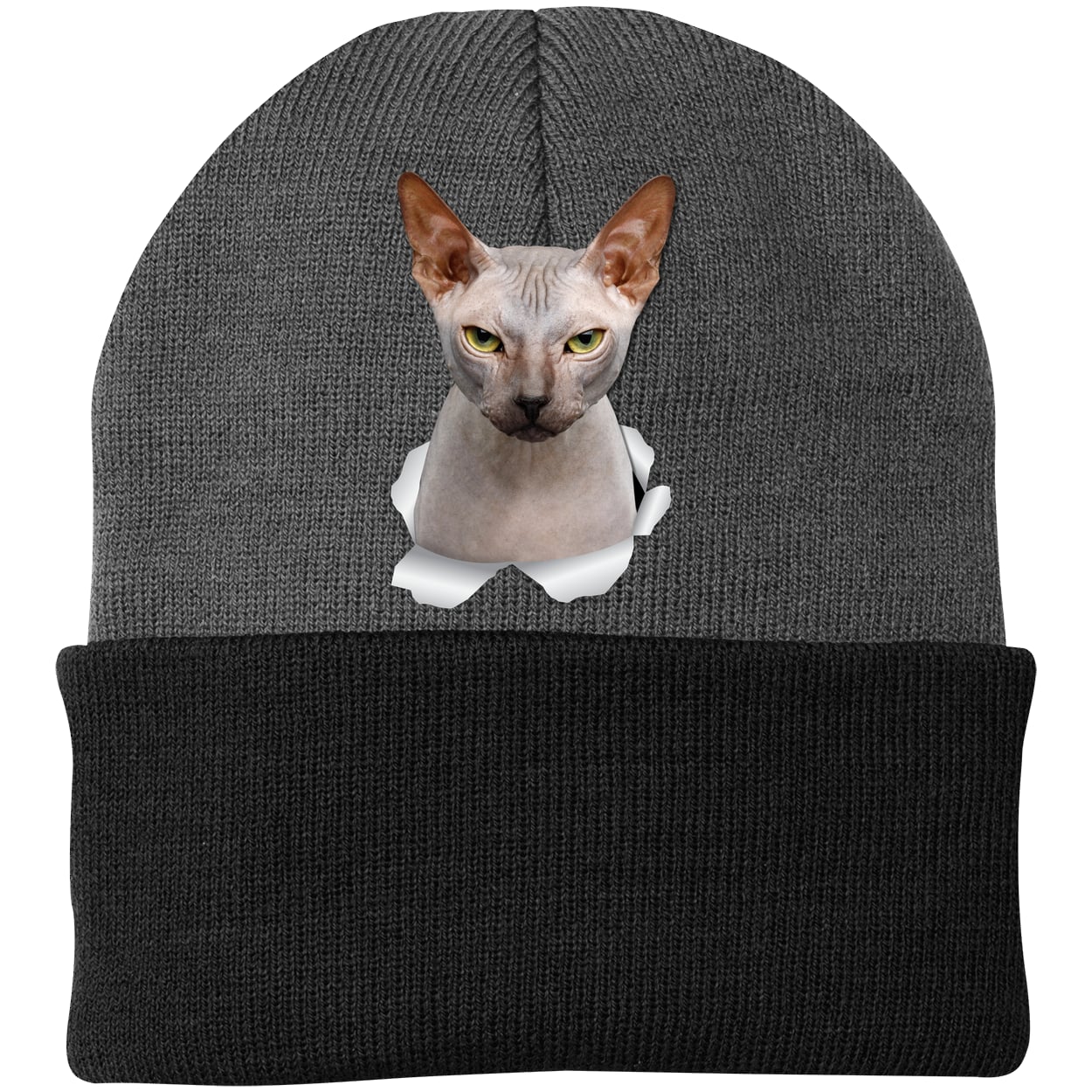 CP90 Port & Company Knit Beanie - Athletic Oxford/Black