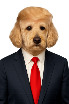 Presidential Poodle in Power Suit