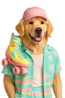 Pastel Pup on Wheels