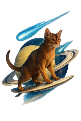 Cosmic Cat Surfing Saturn