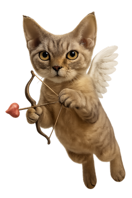 Cupid Cat with Heart Arrow
