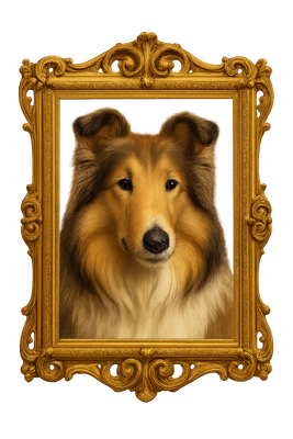Regal Collie in Golden Frame