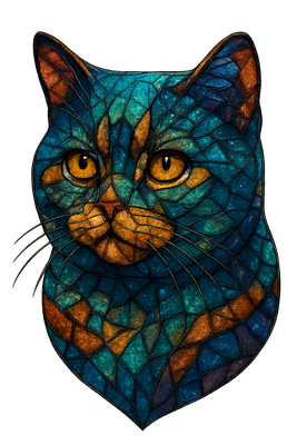 Stained Glass Feline Majesty