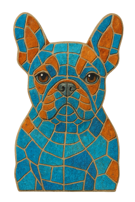 Mosaic Frenchie in Blue and Orange