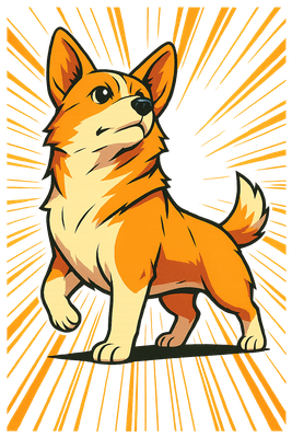 Heroic Cartoon Corgi Stance