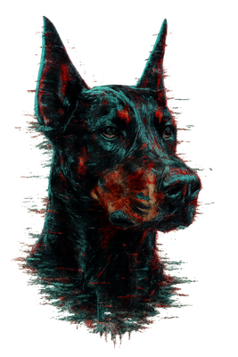 Glitch Art Doberman Gaze