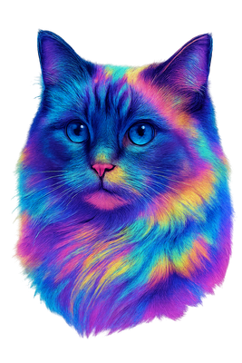 Neon Majesty Cat Portrait