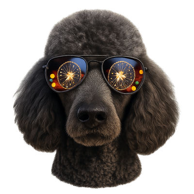 Poodle Stares Through Ferris Wheels