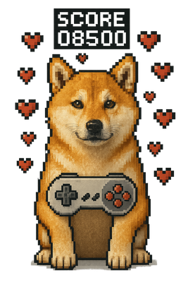 Pixel Pup Gamer Love