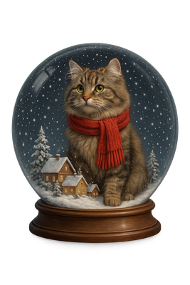 Festive Feline in Snow Globe